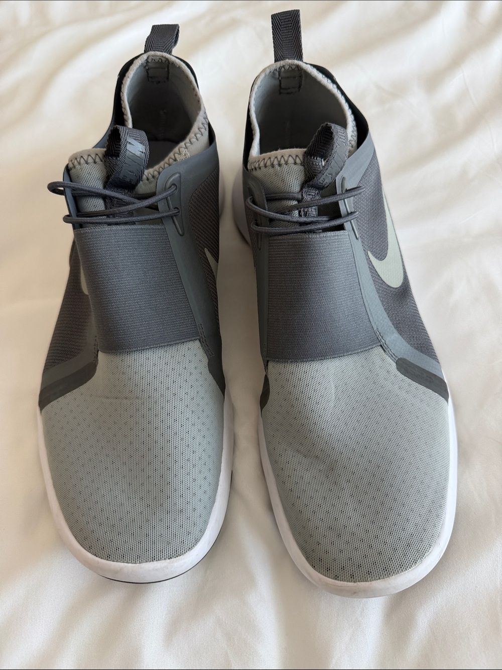 Nike Men’s Grey Slip-On Sneakers with Light Grey Swoosh